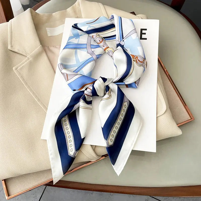 Neckerchief Female Luxury Square Scarf for Women Silk Feeling Shawl Satin Hijab Fashion Wraps Hair Bands Ribbon Headband Bandann luxecrown.co.uk