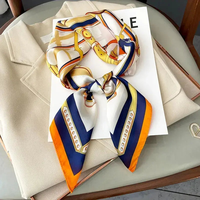 Neckerchief Female Luxury Square Scarf for Women Silk Feeling Shawl Satin Hijab Fashion Wraps Hair Bands Ribbon Headband Bandann luxecrown.co.uk