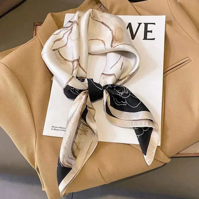 Neckerchief Female Luxury Square Scarf for Women Silk Feeling Shawl Satin Hijab Fashion Wraps Hair Bands Ribbon Headband Bandann luxecrown.co.uk