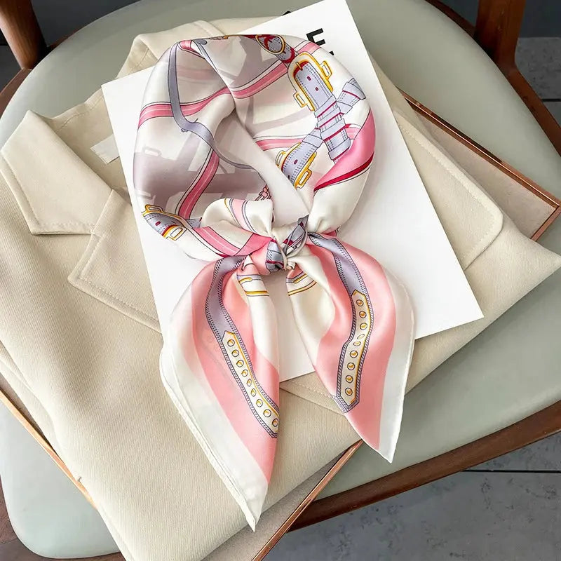 Neckerchief Female Luxury Square Scarf for Women Silk Feeling Shawl Satin Hijab Fashion Wraps Hair Bands Ribbon Headband Bandann luxecrown.co.uk