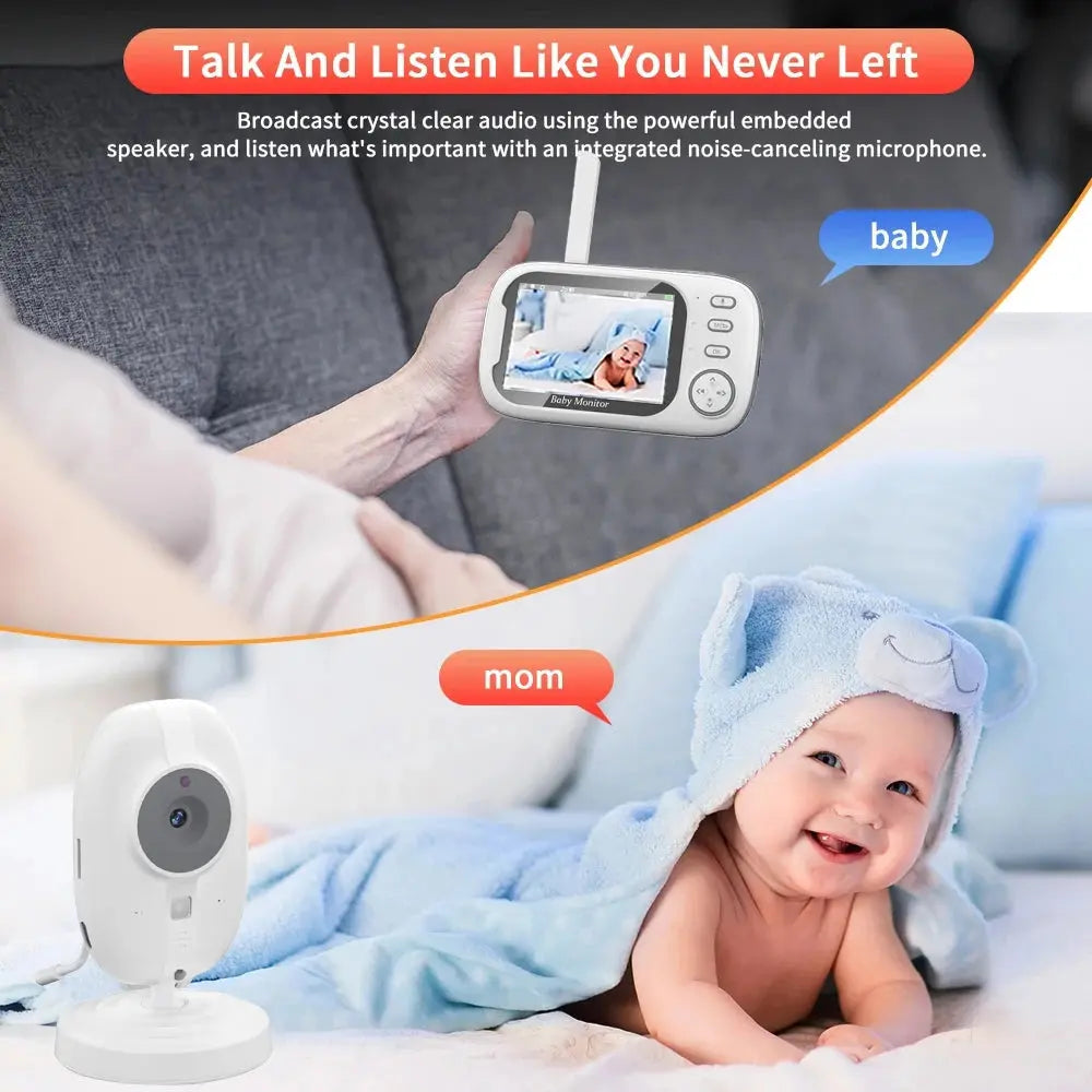 New 3.5 inch Wireless Video Baby Monitor Night Vision Temperature Monitoring 2 Way Audio Talk Baby Nanny Security Camera Streetsharks