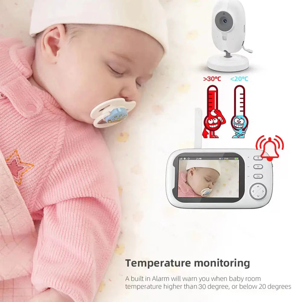 New 3.5 inch Wireless Video Baby Monitor Night Vision Temperature Monitoring 2 Way Audio Talk Baby Nanny Security Camera Streetsharks