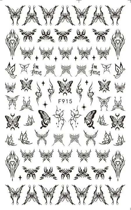 New 3D Black White Snake Leaf Nail Stickers for Nails Art Decoration Supplies Goth Rock Design Manicure Inspired Decals Sliders - Streetsharks