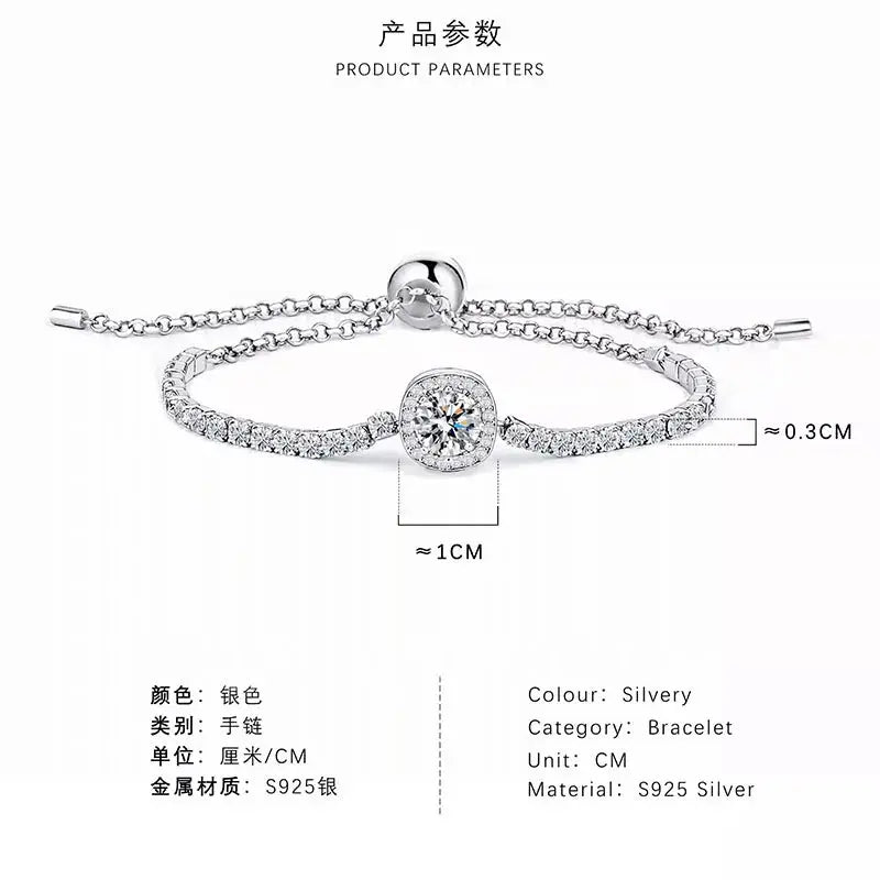 New 925 Sterling Silver Luxury Bracelet Elegant Shiny Zircon Fine Jewelry For Women Engagement Wedding Glamour Jewelry Wholesale Streetsharks