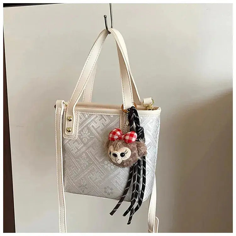 New Ethnic Style Wanji Pattern Bucket Bag Casual Crossbody Lightweight Luxury Urban Simple PU Leather Fashion Handbag luxecrown.co.uk