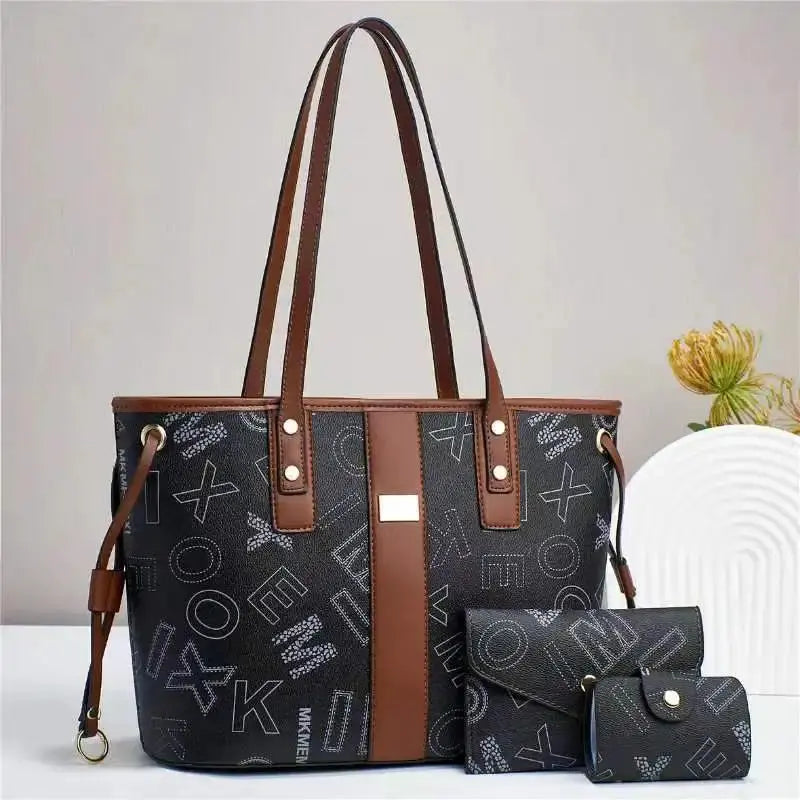 New Fashion 3piece Set Printed Women's Shopping Crossbody Bag Large Capacity Women's Shoulder Bag Versatile Women's Big Tote Bag luxecrown.co.uk