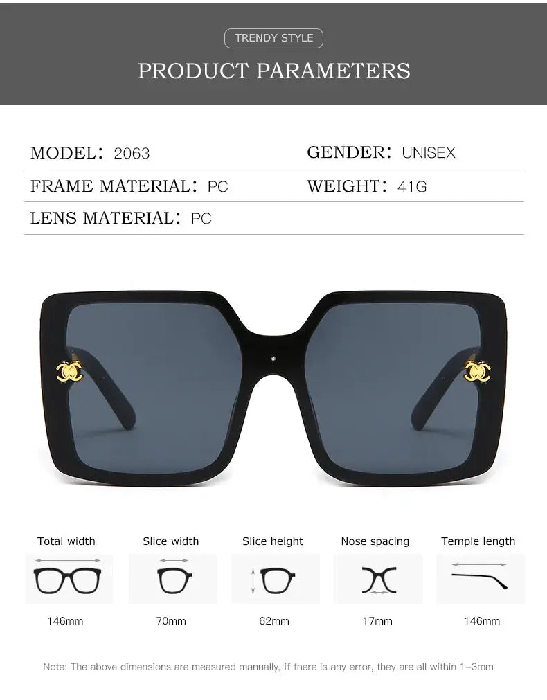 New Luxury Glamour Sunglasses for Women and Men Designer Famous Brand Glasses Square Stylish Trend Eyewear UV400 Streetsharks
