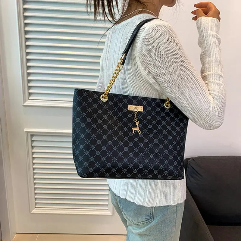 New Presbyopia Handbag Texture Soft Leather Large Capacity Tote Women Bag With Hanging Accessories Shoulder Bag luxecrown.co.uk