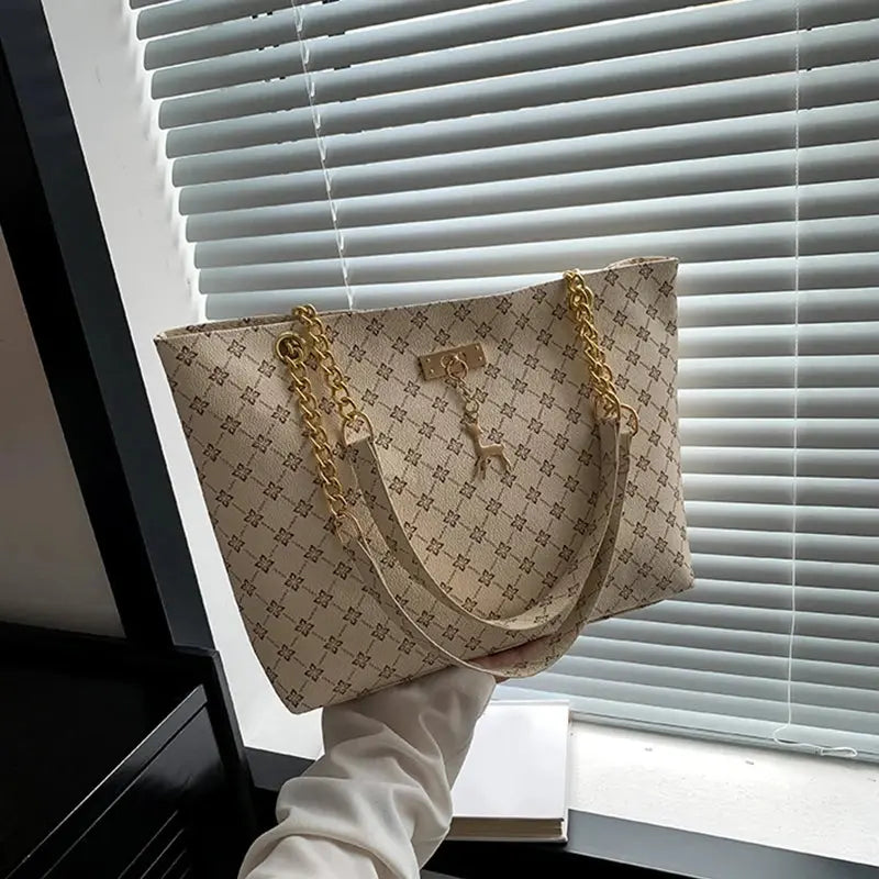 New Presbyopia Handbag Texture Soft Leather Large Capacity Tote Women Bag With Hanging Accessories Shoulder Bag luxecrown.co.uk