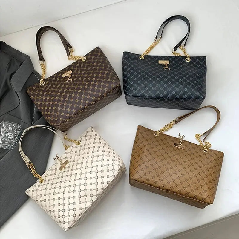 New Presbyopia Handbag Texture Soft Leather Large Capacity Tote Women Bag With Hanging Accessories Shoulder Bag luxecrown.co.uk