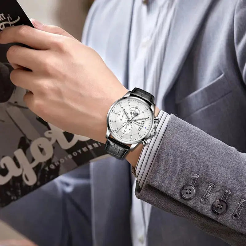 New Watches Men's Automatic Belt Waterproof Luminous Calendar Watch Fashion Quartz Watch Tiktok Wrist Watches for Men Clock luxecrown.co.uk