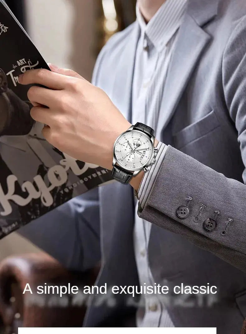 New Watches Men's Automatic Belt Waterproof Luminous Calendar Watch Fashion Quartz Watch Tiktok Wrist Watches for Men Clock luxecrown.co.uk