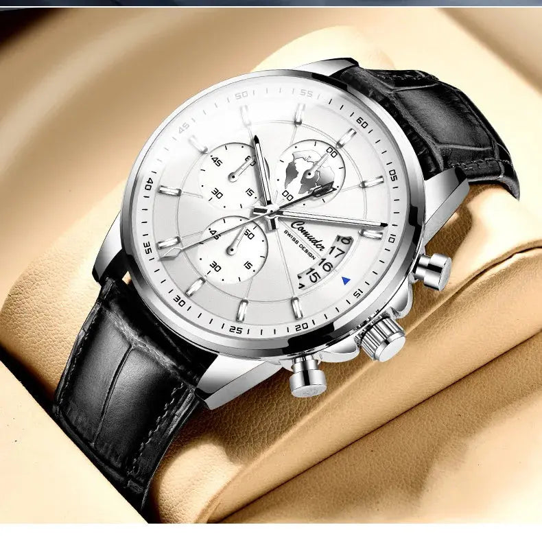 New Watches Men's Automatic Belt Waterproof Luminous Calendar Watch Fashion Quartz Watch Tiktok Wrist Watches for Men Clock luxecrown.co.uk