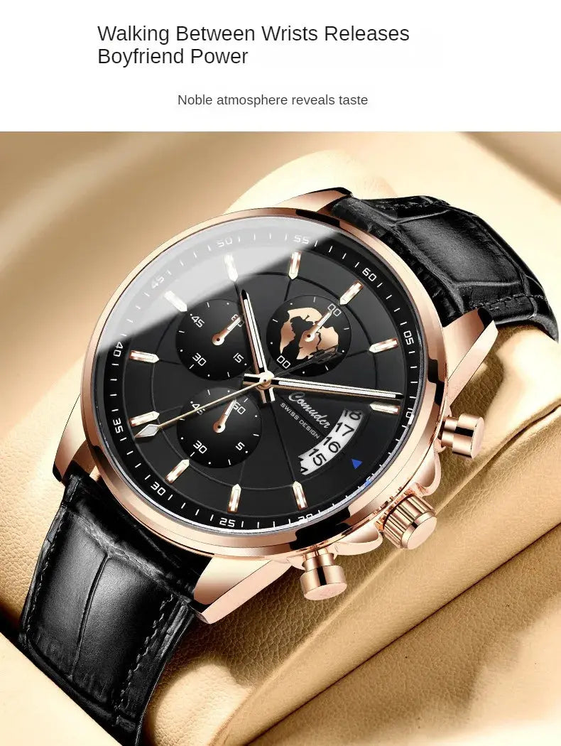 New Watches Men's Automatic Belt Waterproof Luminous Calendar Watch Fashion Quartz Watch Tiktok Wrist Watches for Men Clock luxecrown.co.uk