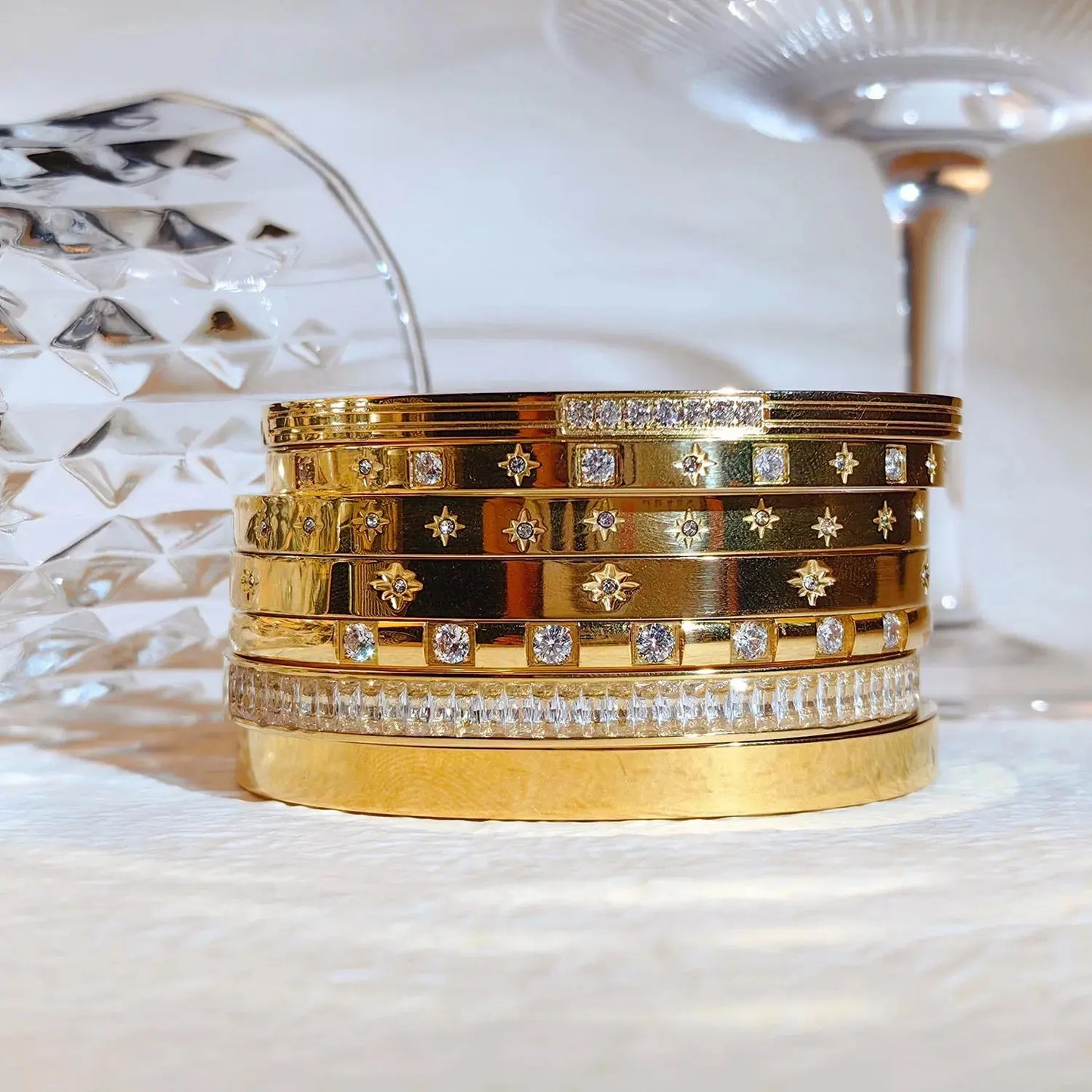 New Waterproof Cubic Zirconia Bangles Stainless Steel Bracelets Tarnish Free  Jewelry for Women Factory Wholesales Customize Streetsharks