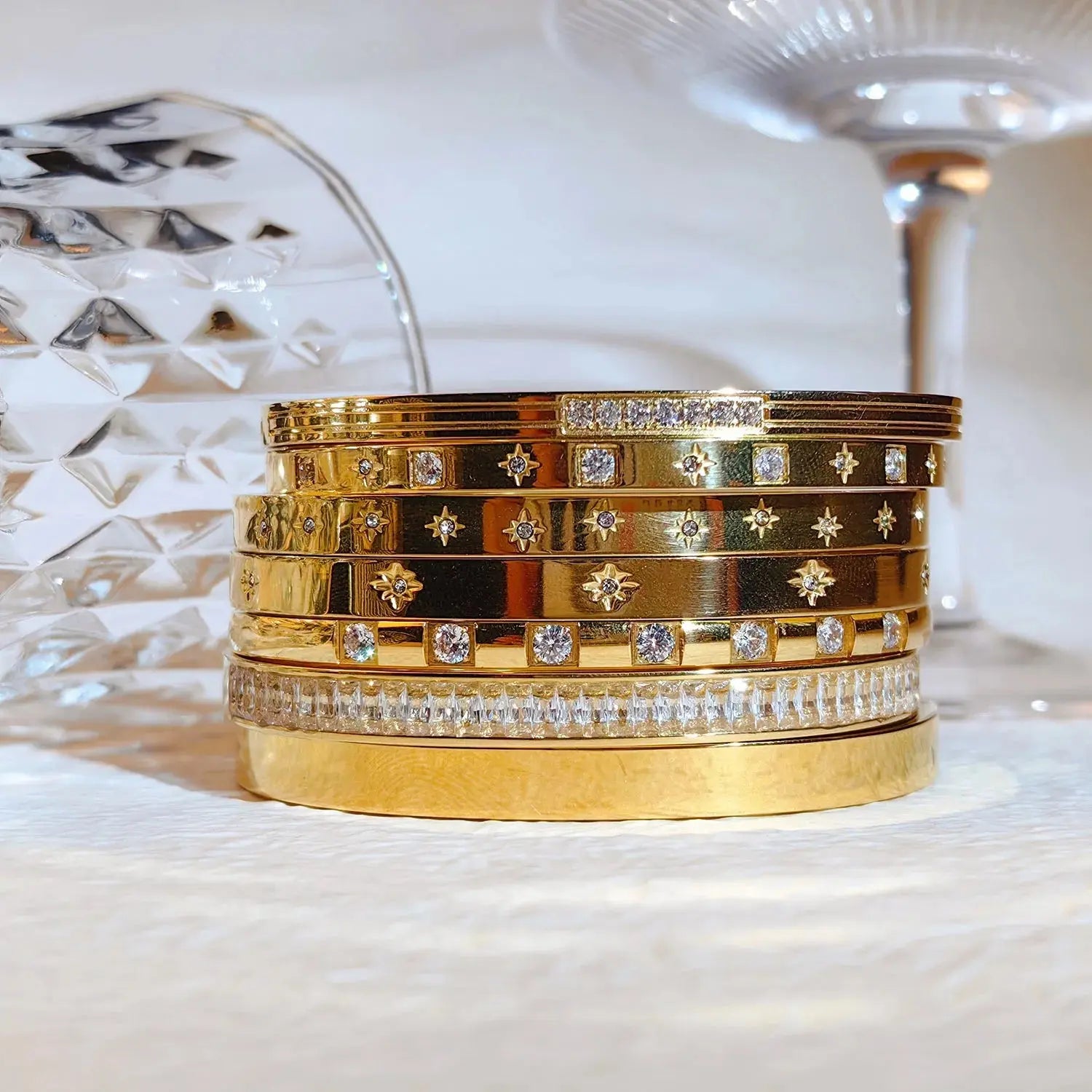 New Waterproof Cubic Zirconia Bangles Stainless Steel Bracelets Tarnish Free  Jewelry for Women Factory Wholesales Customize Streetsharks