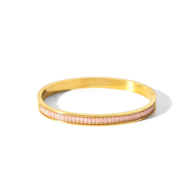New Waterproof Cubic Zirconia Bangles Stainless Steel Bracelets Tarnish Free  Jewelry for Women Factory Wholesales Customize Streetsharks