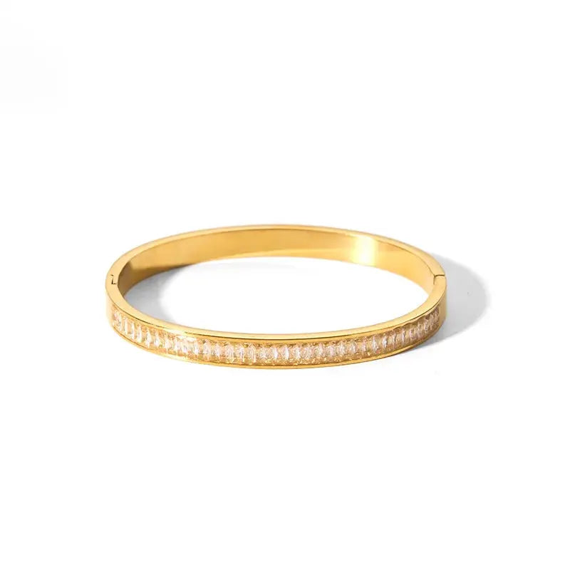 New Waterproof Cubic Zirconia Bangles Stainless Steel Bracelets Tarnish Free  Jewelry for Women Factory Wholesales Customize Streetsharks