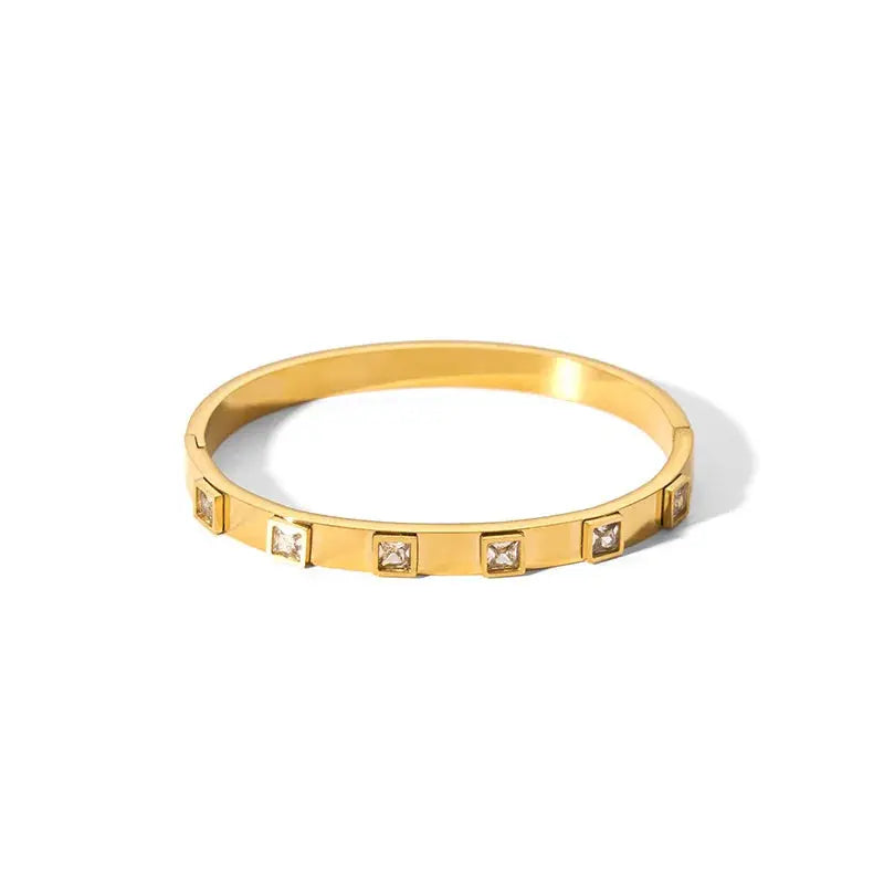 New Waterproof Cubic Zirconia Bangles Stainless Steel Bracelets Tarnish Free  Jewelry for Women Factory Wholesales Customize Streetsharks