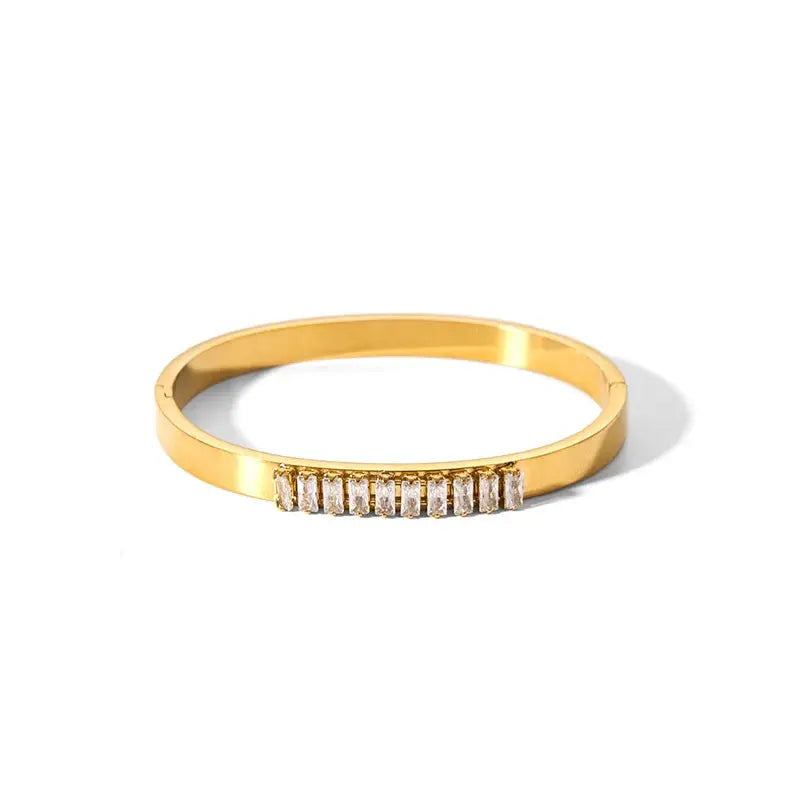 New Waterproof Cubic Zirconia Bangles Stainless Steel Bracelets Tarnish Free  Jewelry for Women Factory Wholesales Customize Streetsharks