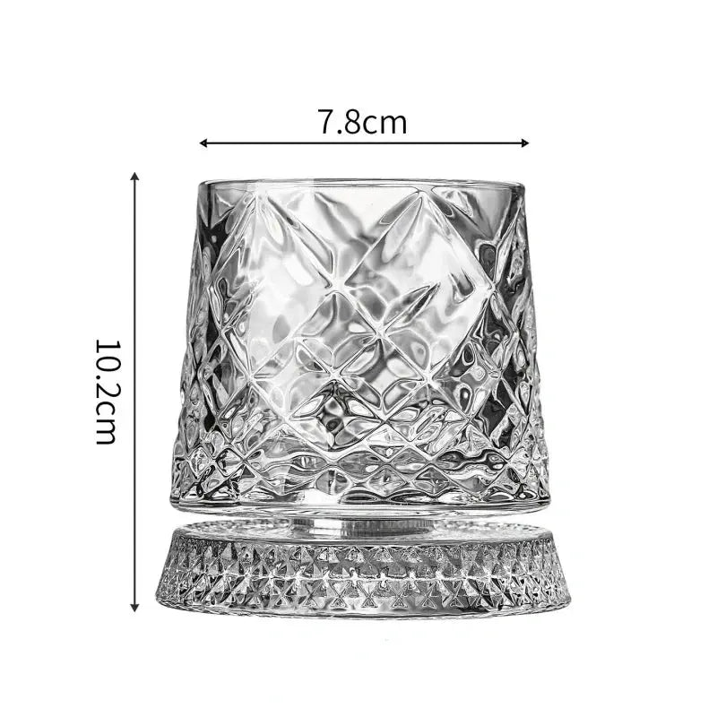 New Whiskey Glasses Rotating Whisky Glass with Glass Base 360 Rotate Degrees Crystal Rum Glass for Cocktail Party Drinking luxecrown.co.uk