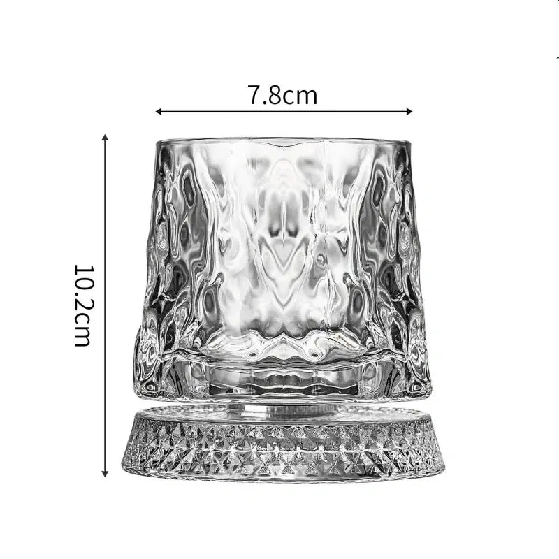 New Whiskey Glasses Rotating Whisky Glass with Glass Base 360 Rotate Degrees Crystal Rum Glass for Cocktail Party Drinking luxecrown.co.uk