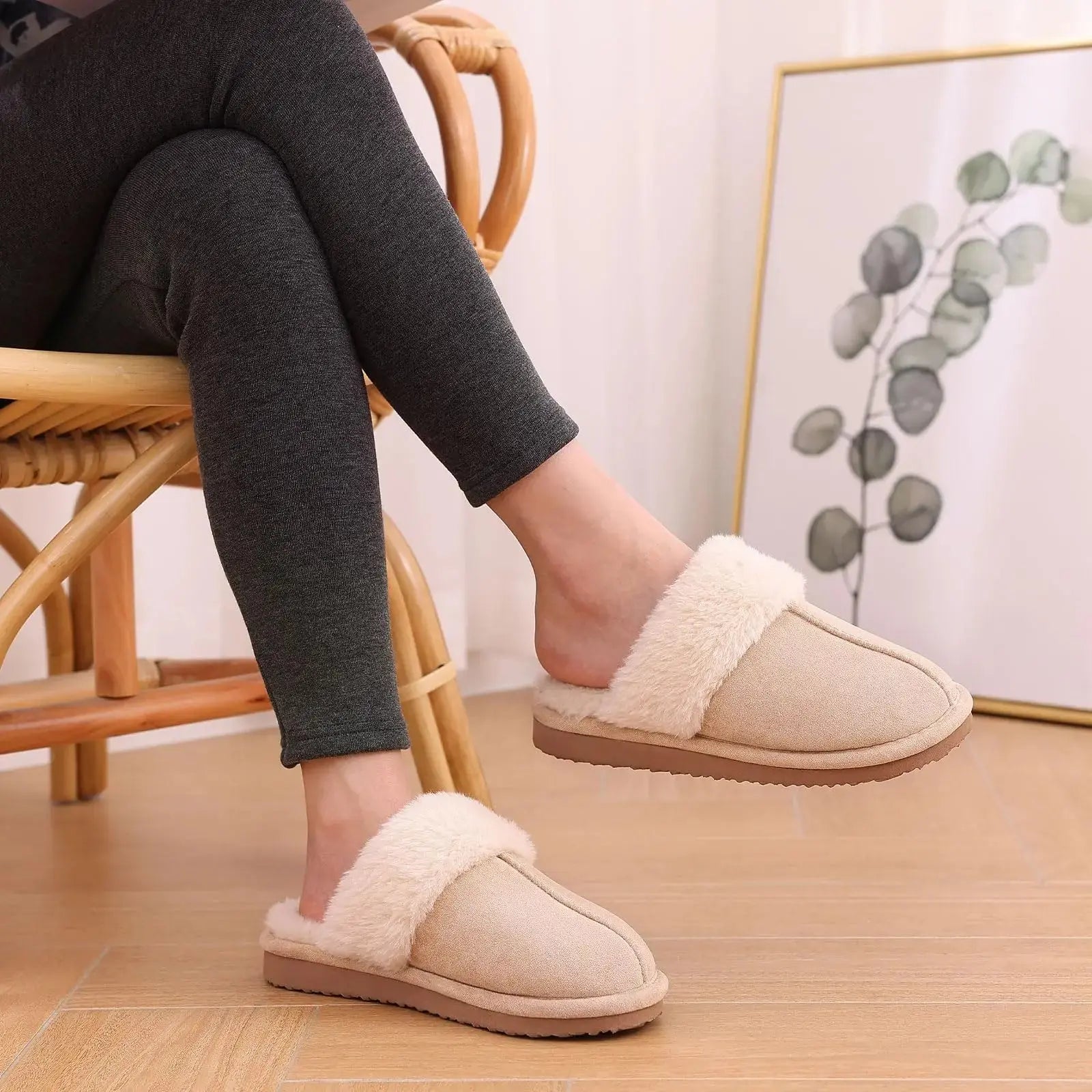New Winter Fuzzy Women Slippers Indoor Soft House Shoes Fashion Brand Fluffy Suede Women Shoes Outdoor Antiskid Flat Slippers Streetsharks