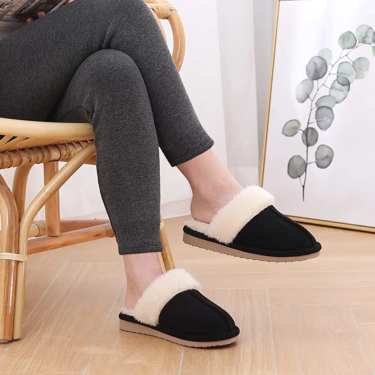New Winter Fuzzy Women Slippers Indoor Soft House Shoes Fashion Brand Fluffy Suede Women Shoes Outdoor Antiskid Flat Slippers Streetsharks