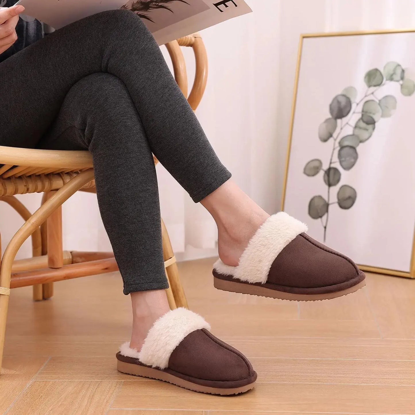 New Winter Fuzzy Women Slippers Indoor Soft House Shoes Fashion Brand Fluffy Suede Women Shoes Outdoor Antiskid Flat Slippers Streetsharks