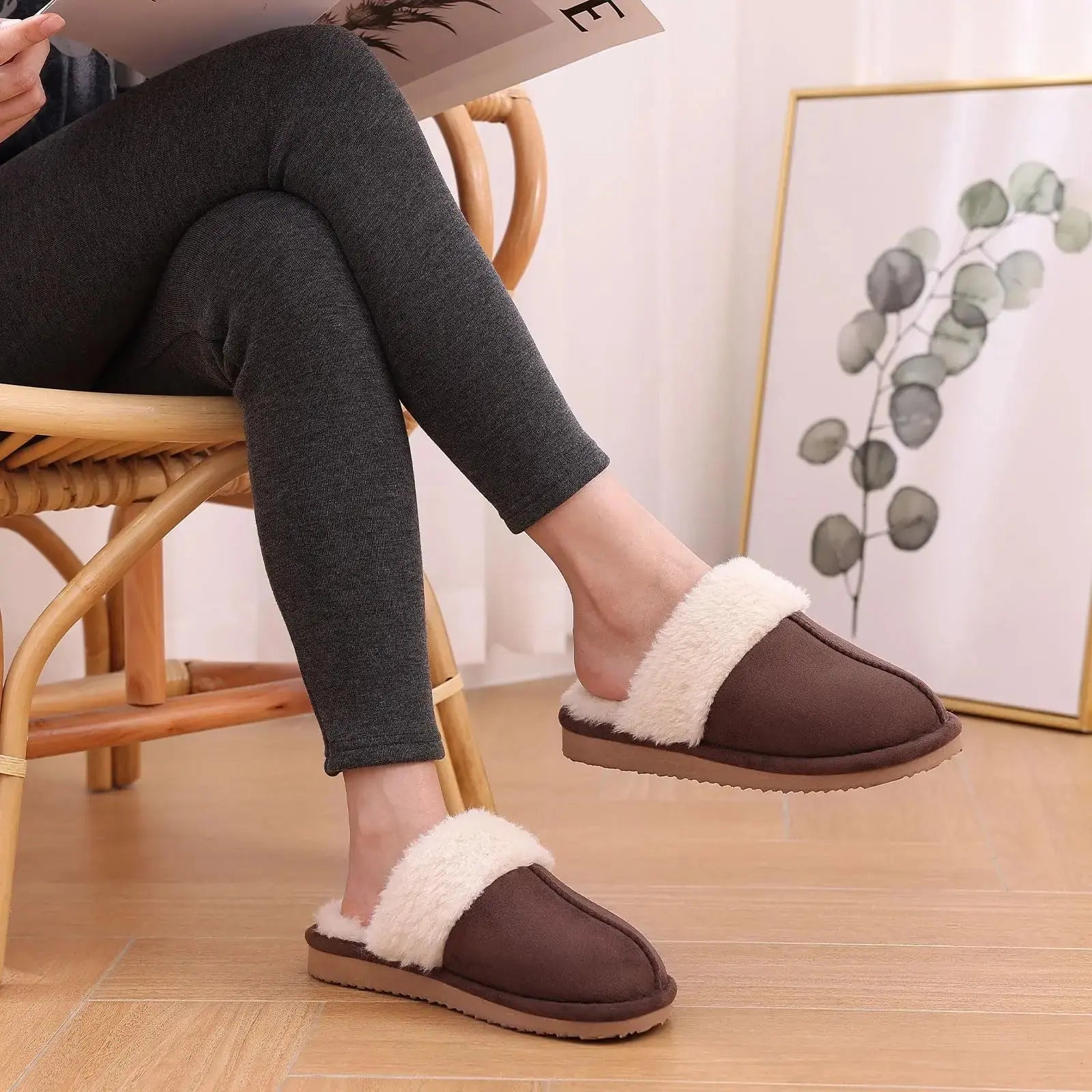 New Winter Fuzzy Women Slippers Indoor Soft House Shoes Fashion Brand Fluffy Suede Women Shoes Outdoor Antiskid Flat Slippers Streetsharks
