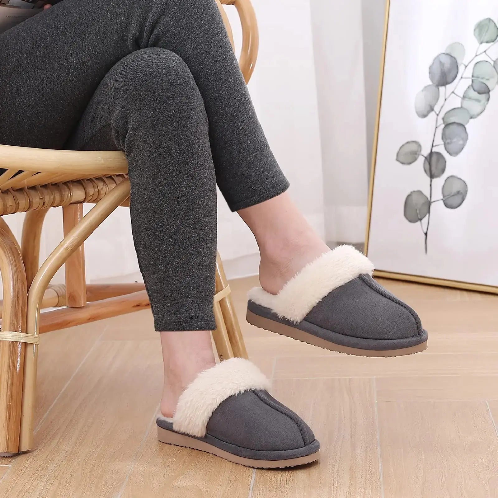 New Winter Fuzzy Women Slippers Indoor Soft House Shoes Fashion Brand Fluffy Suede Women Shoes Outdoor Antiskid Flat Slippers Streetsharks