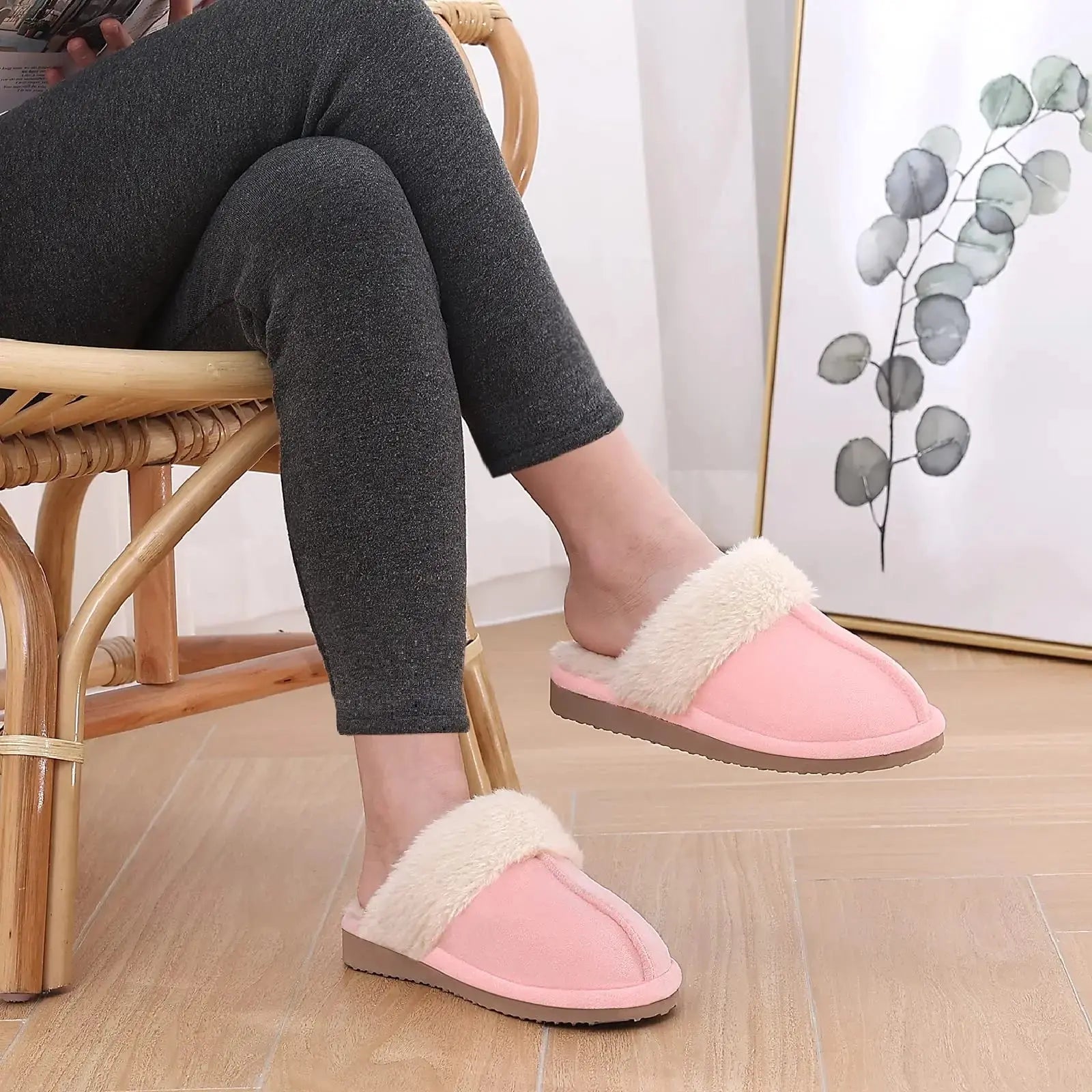 New Winter Fuzzy Women Slippers Indoor Soft House Shoes Fashion Brand Fluffy Suede Women Shoes Outdoor Antiskid Flat Slippers Streetsharks