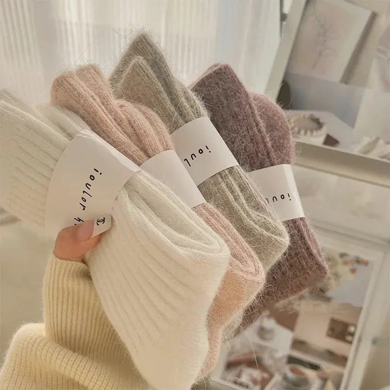 New Winter Socks Women Cashmere Wool Thicken Warm Women Socks Sox Japanese Fashion Harajuku Solid Color Thermal Long Socks luxecrown.co.uk