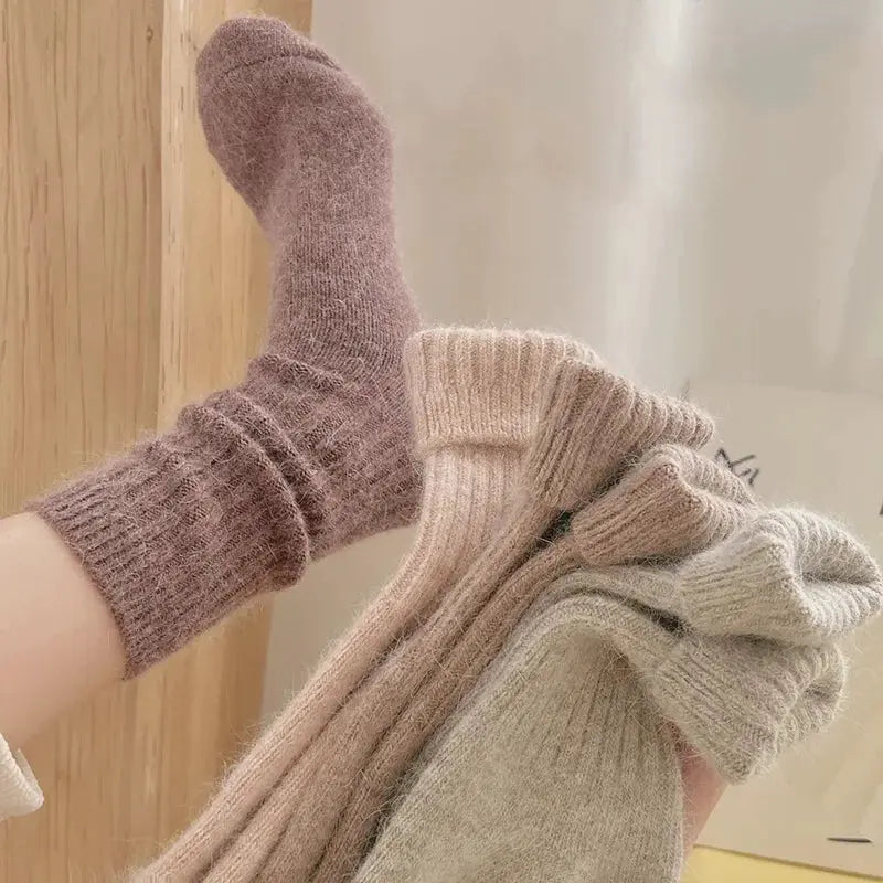 New Winter Socks Women Cashmere Wool Thicken Warm Women Socks Sox Japanese Fashion Harajuku Solid Color Thermal Long Socks luxecrown.co.uk