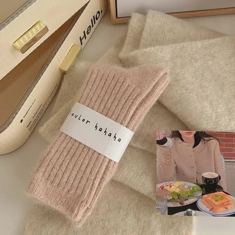 New Winter Socks Women Cashmere Wool Thicken Warm Women Socks Sox Japanese Fashion Harajuku Solid Color Thermal Long Socks luxecrown.co.uk