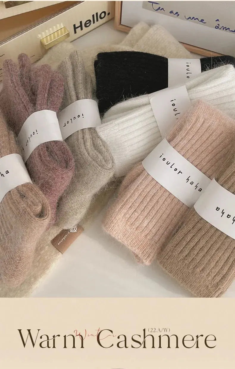 New Winter Socks Women Cashmere Wool Thicken Warm Women Socks Sox Japanese Fashion Harajuku Solid Color Thermal Long Socks luxecrown.co.uk