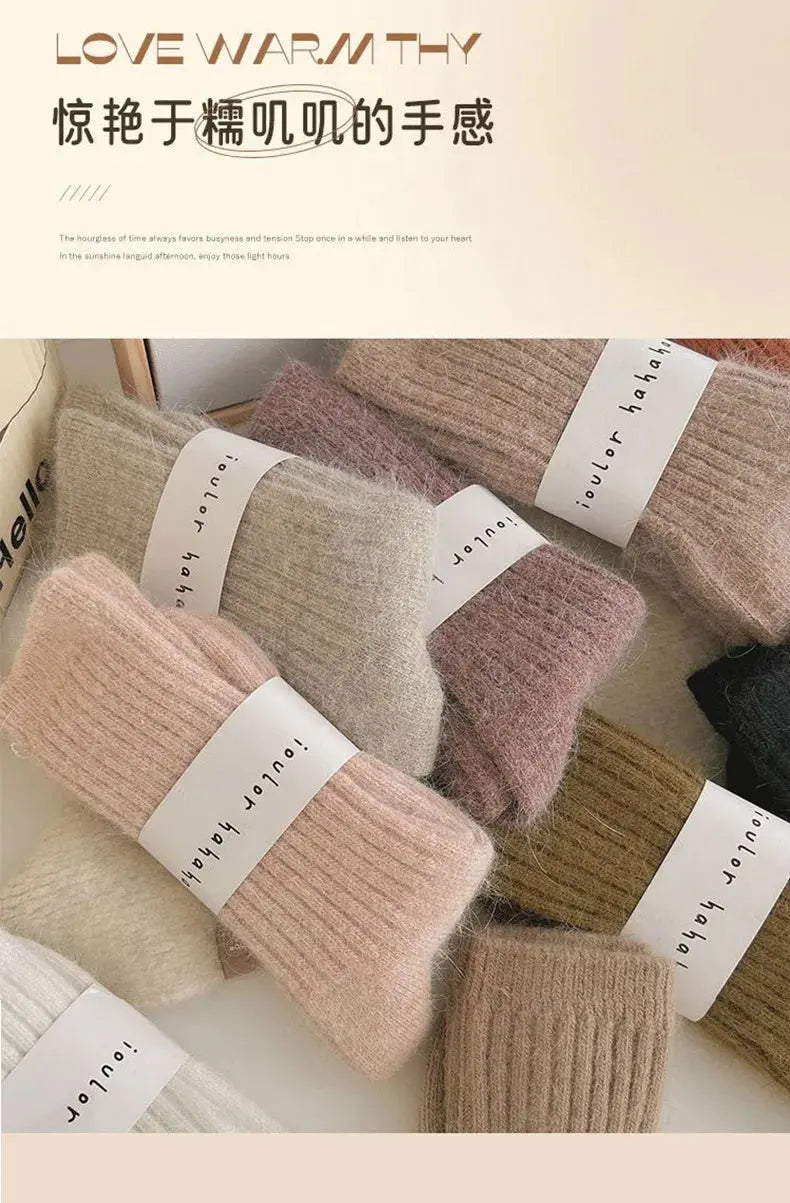 New Winter Socks Women Cashmere Wool Thicken Warm Women Socks Sox Japanese Fashion Harajuku Solid Color Thermal Long Socks luxecrown.co.uk