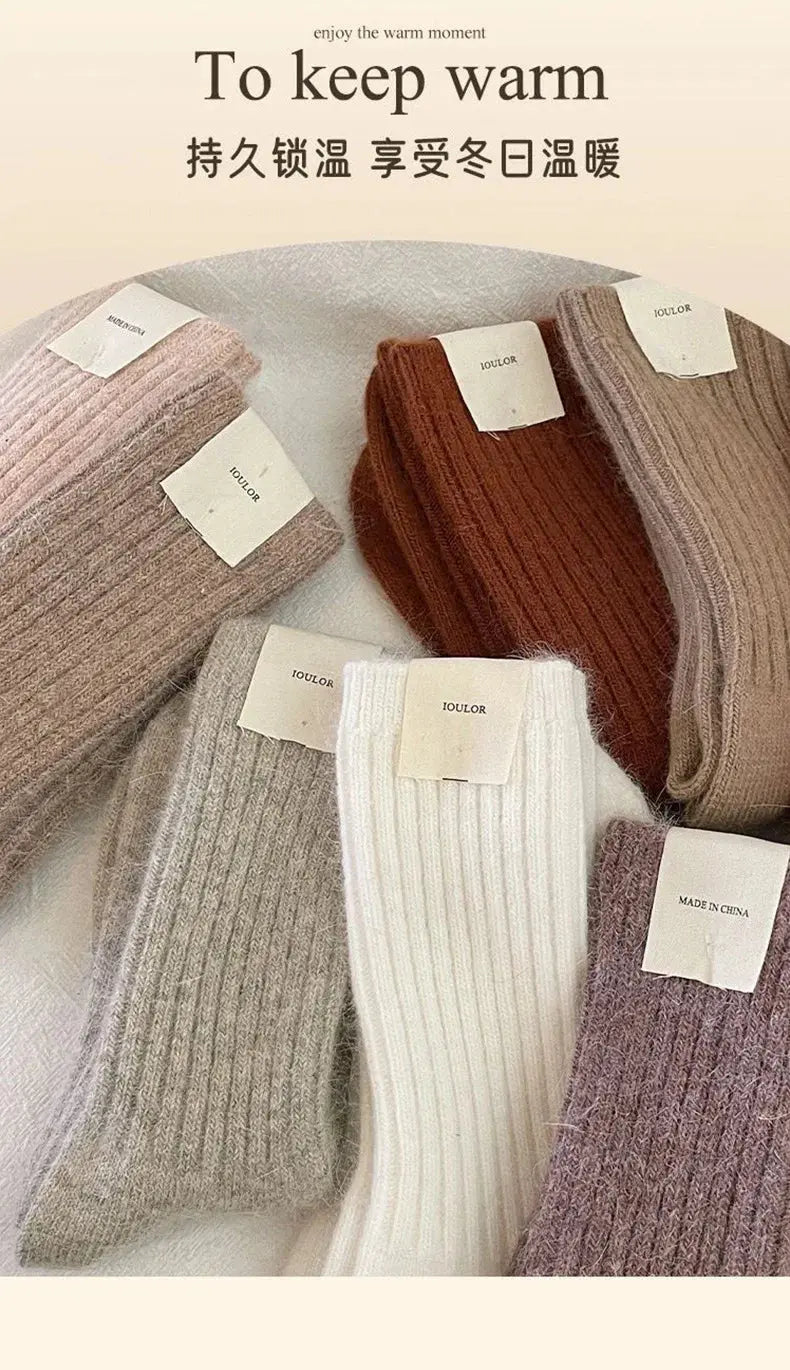 New Winter Socks Women Cashmere Wool Thicken Warm Women Socks Sox Japanese Fashion Harajuku Solid Color Thermal Long Socks luxecrown.co.uk