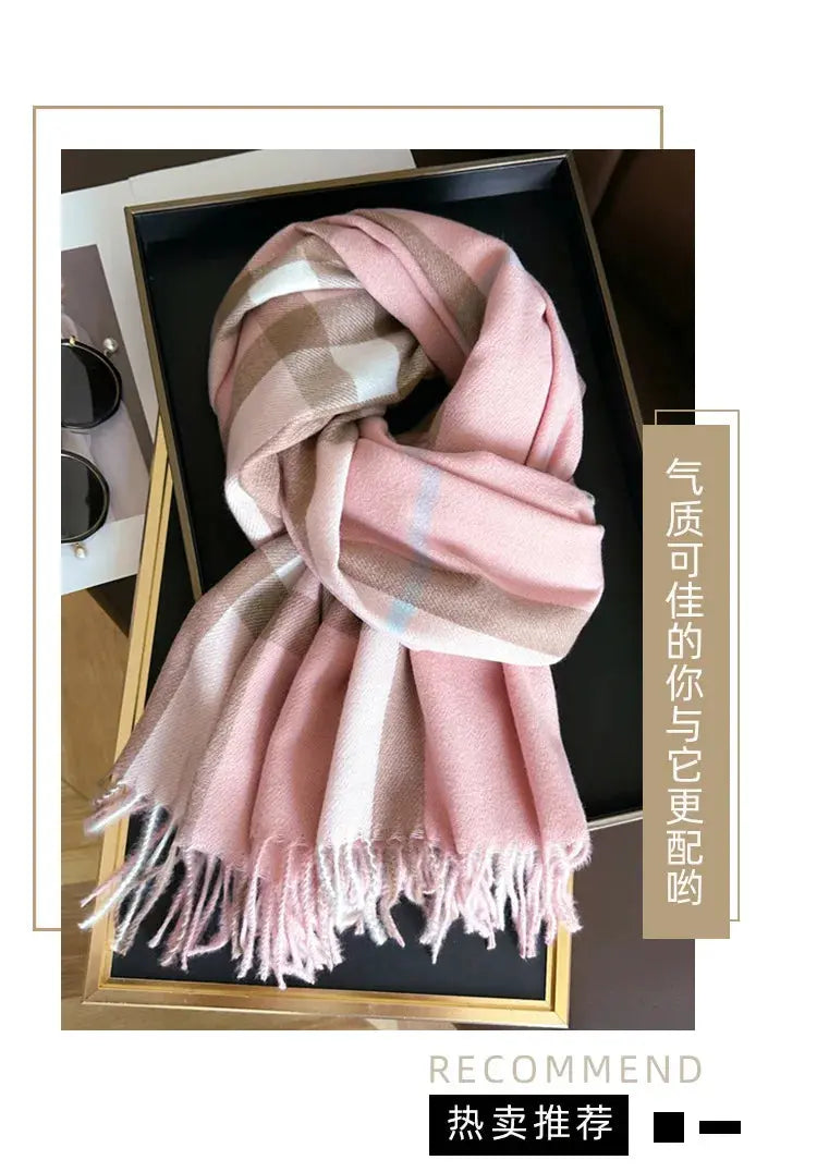 New Women Men Winter Plaid Cashmere Like Blanket Scarf Design Thick Warm Pashmina Shawl Wraps With Tassel Poncho Stoles Echarpe luxecrown.co.uk