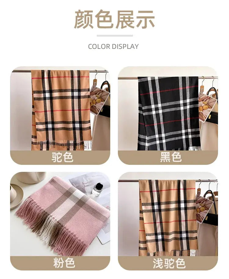 New Women Men Winter Plaid Cashmere Like Blanket Scarf Design Thick Warm Pashmina Shawl Wraps With Tassel Poncho Stoles Echarpe luxecrown.co.uk