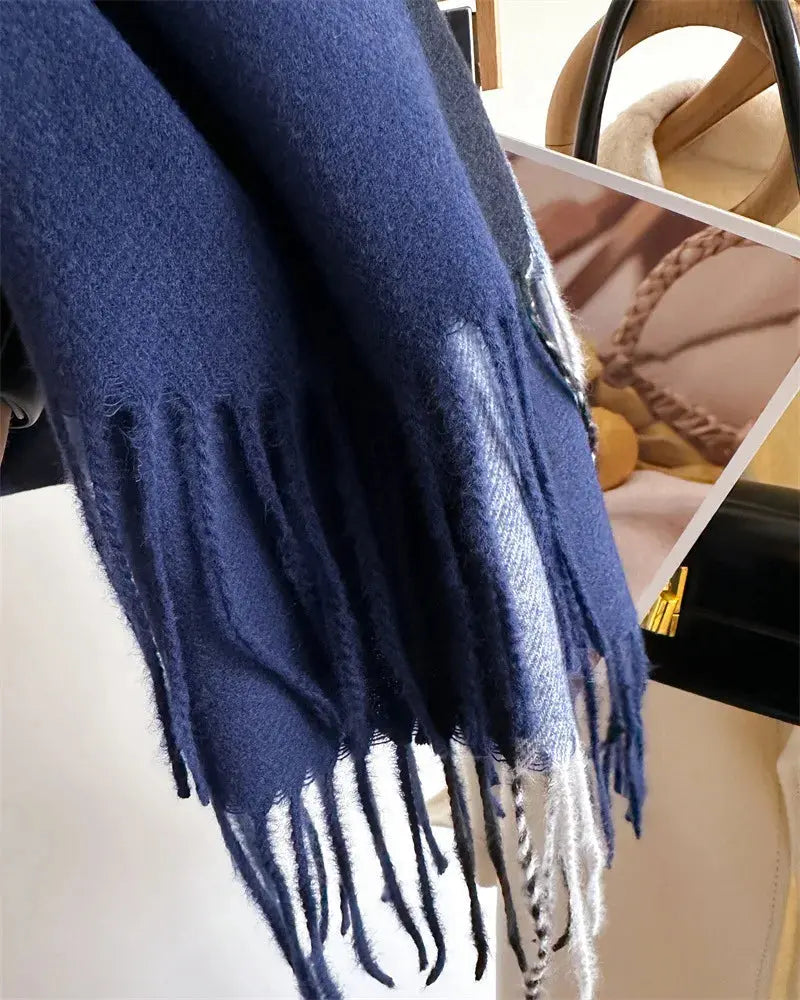 New Women Men Winter Plaid Cashmere Like Blanket Scarf Design Thick Warm Pashmina Shawl Wraps With Tassel Poncho Stoles Echarpe luxecrown.co.uk