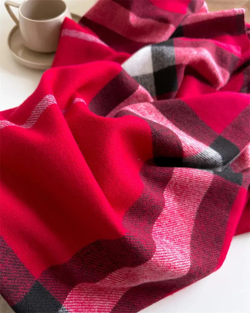 New Women Men Winter Plaid Cashmere Like Blanket Scarf Design Thick Warm Pashmina Shawl Wraps With Tassel Poncho Stoles Echarpe luxecrown.co.uk