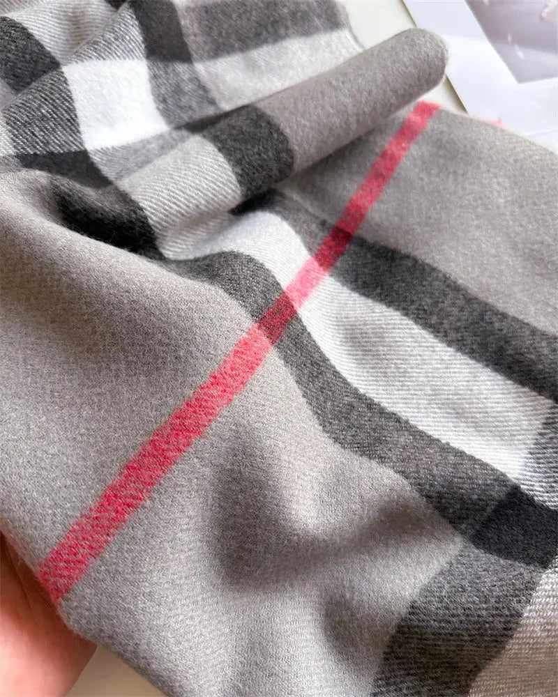 New Women Men Winter Plaid Cashmere Like Blanket Scarf Design Thick Warm Pashmina Shawl Wraps With Tassel Poncho Stoles Echarpe luxecrown.co.uk