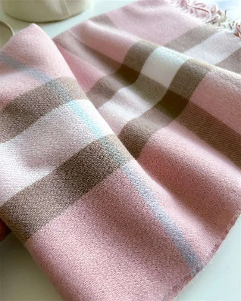 New Women Men Winter Plaid Cashmere Like Blanket Scarf Design Thick Warm Pashmina Shawl Wraps With Tassel Poncho Stoles Echarpe luxecrown.co.uk