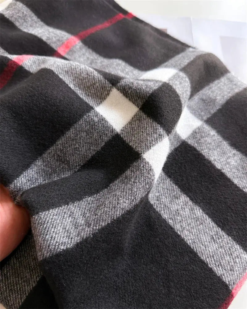 New Women Men Winter Plaid Cashmere Like Blanket Scarf Design Thick Warm Pashmina Shawl Wraps With Tassel Poncho Stoles Echarpe luxecrown.co.uk