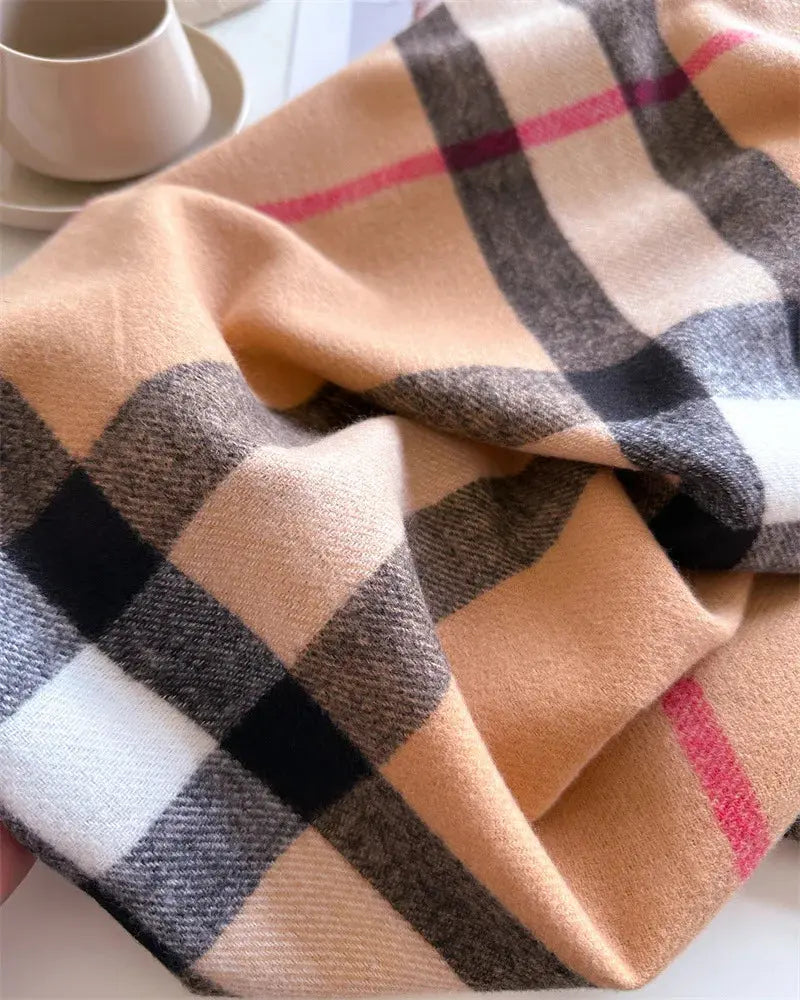 New Women Men Winter Plaid Cashmere Like Blanket Scarf Design Thick Warm Pashmina Shawl Wraps With Tassel Poncho Stoles Echarpe luxecrown.co.uk