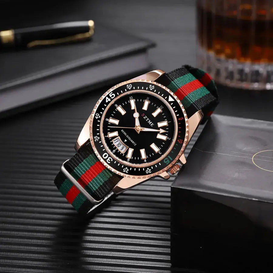New fashionable men's nylon strap calendar watch, luxurious and simple business men's and women's night light quartz watch luxecrown.co.uk