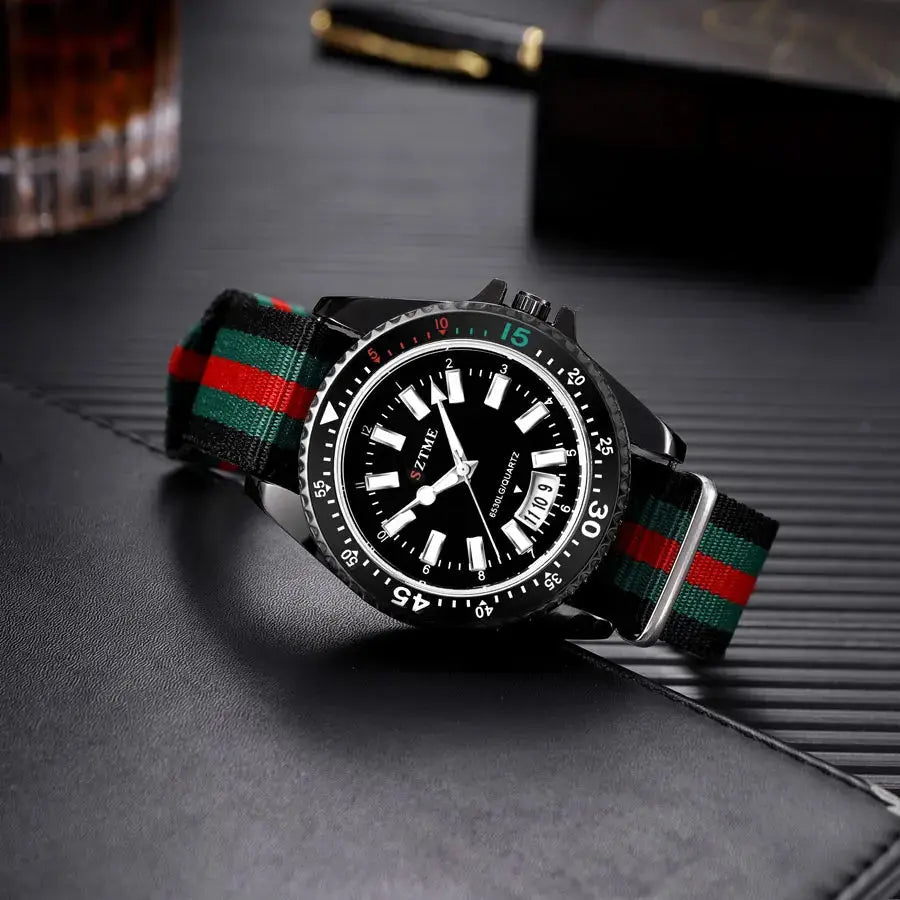 New fashionable men's nylon strap calendar watch, luxurious and simple business men's and women's night light quartz watch luxecrown.co.uk