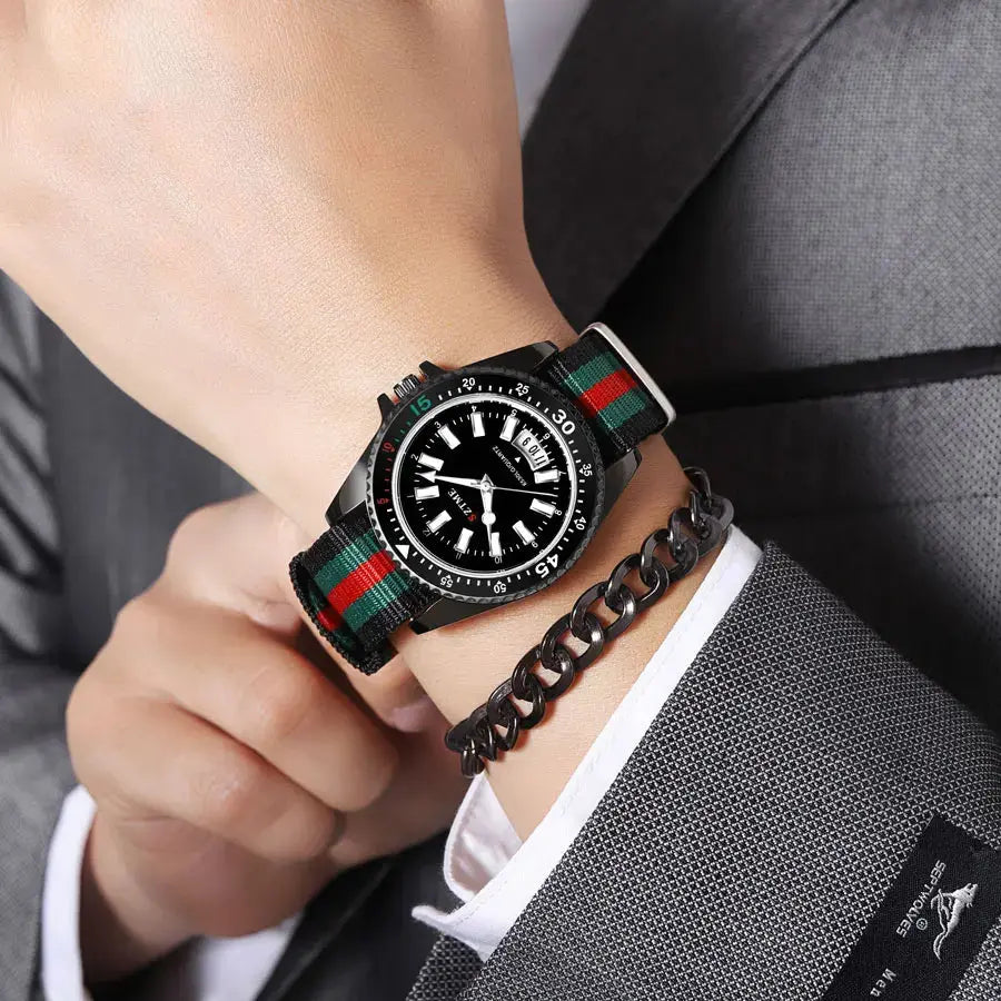 New fashionable men's nylon strap calendar watch, luxurious and simple business men's and women's night light quartz watch luxecrown.co.uk