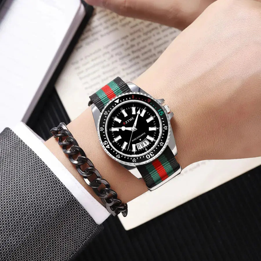 New fashionable men's nylon strap calendar watch, luxurious and simple business men's and women's night light quartz watch luxecrown.co.uk